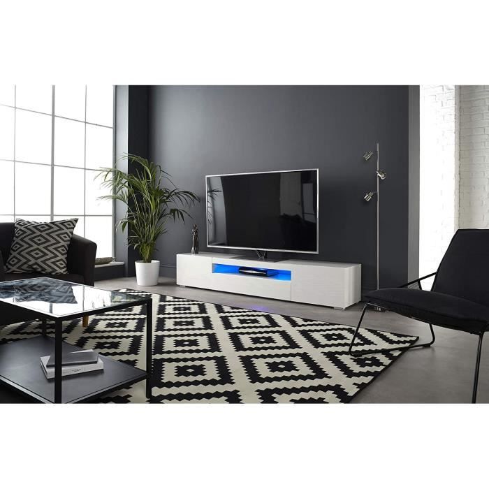 MMT DAIQ2000 Meuble TV pour TV 4K 65-70-75-80- avec lumières LED 200 cm de Large Blanc81