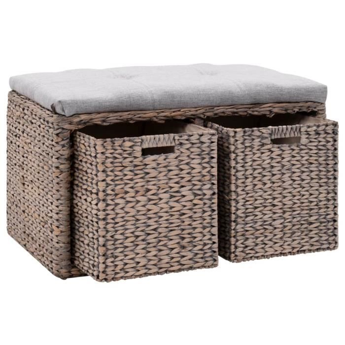 @MEUBL5724Elégant Banc de rangement Meuble Bas Coffre d'Extérieur Jardin - Banc de Salon Cuisine Banquette d'Entrée avec 2 paniers J
