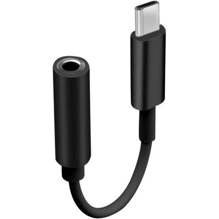 USB type C mâle à 3.5mm Jack femelle USBC Typec à 3.5 casque Audio Aux câble écouteurs adaptateur pour Huawei P20 P - Black - JB2295