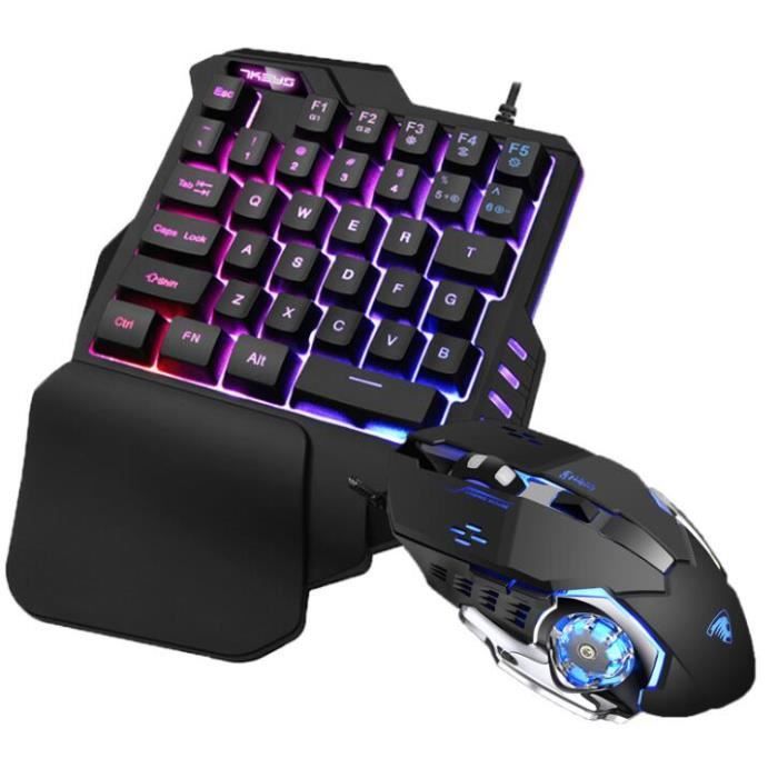 Jeux de Ensemble de Clavier Souris G30, Clavier Souris PS4, 35 Touches Mini Clavier Gamer avec Clavier à Del RVB rétro-éclairé pour