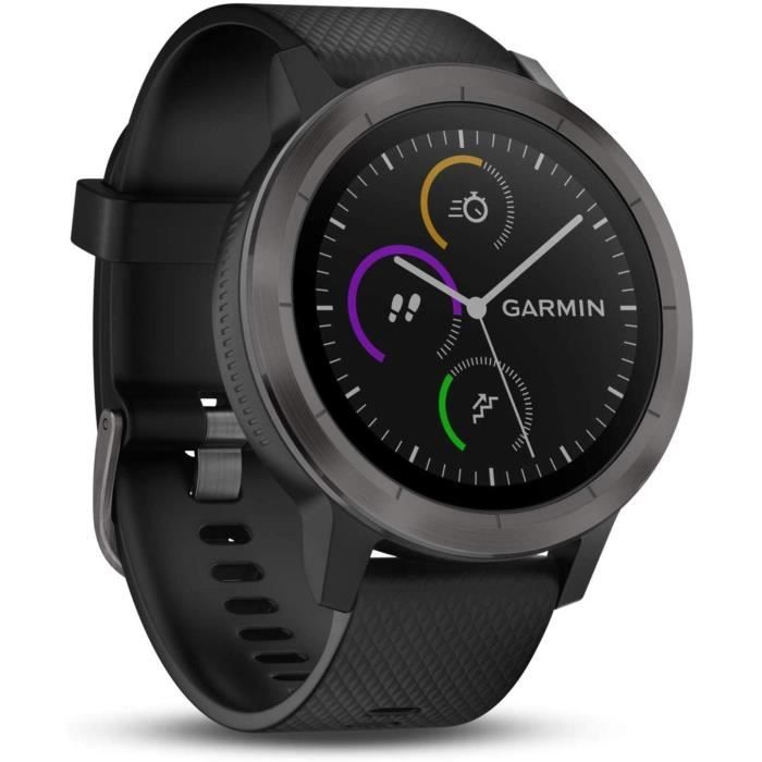 Garmin - Vivoactive 3 - Montre Connectée de Sport avec GPS et Cardio Poignet (Ecran : 1,6 pouces) - Gris avec Bracelet Noir