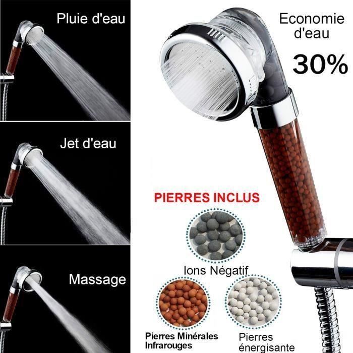 Novhill Pommeau De Douche système Filtration, aide anti chute cheveux purifie économie L`eau ,Spa adoucit peau NV59 Meg27867