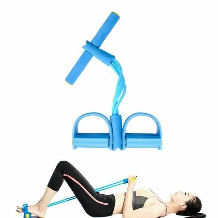 Fitness Gum 4 Tube Bandes de résistance Latex Pédale Exerciseur Sit-up Pull Rope Expander Bandes élastiques Équipement de yoga bleu