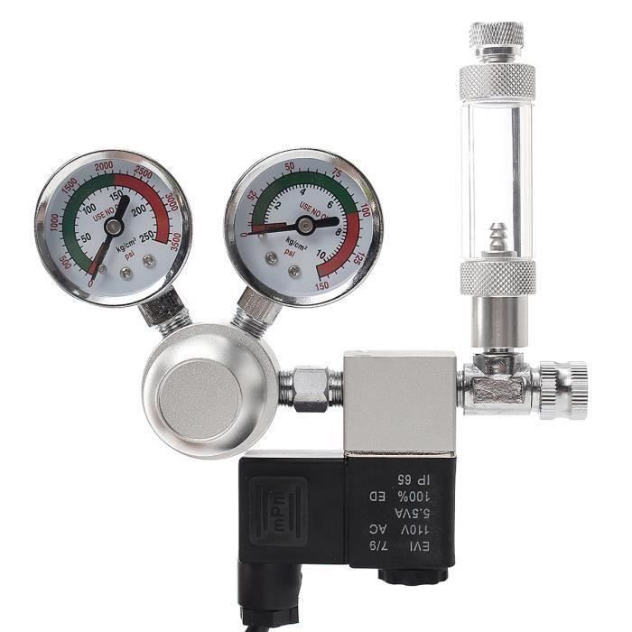 Aquarium Régulateur CO2 Système Pression Compteur de Bulle Double Jauge Solénoïde Électrovanne 220V PRISE EU Ve31663