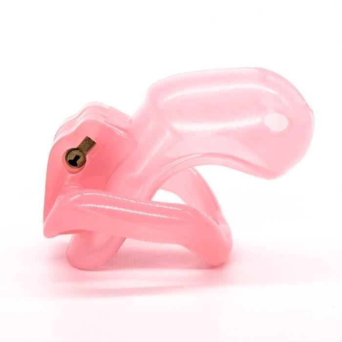 Rose le dispositif de chasteté masculin Nano HT V3, Cage à bite avec anneau de pénis de 4 tailles - Type Transparent-Maxi