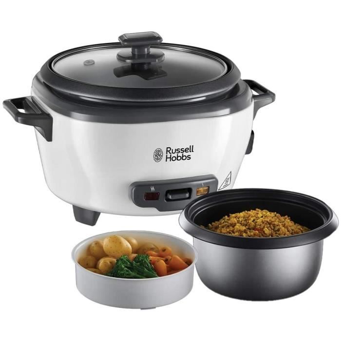 Russell Hobbs Cuiseur Riz 0,8 Litres, Panier Vapeur, Maintien au Chaud, Bol Antiadhésif Amovible - 27030-56