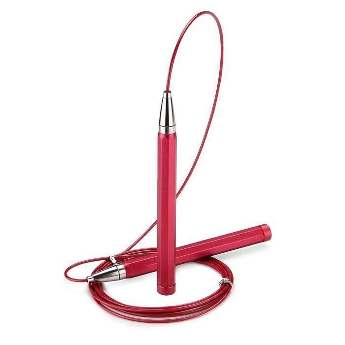 Corde à Sauter Câbles D'acier Poignée PP Roulement Autobloquant ROUGE L25241
