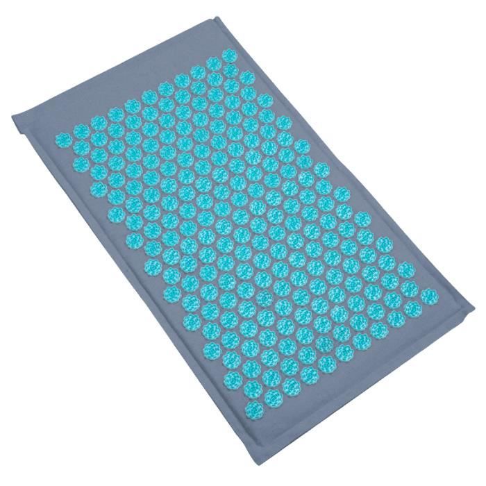 - Gris + bleu -Tapis de yoga et coussins en lin naturel, coton et fibres de coco, matelas de massage et de sport confortables