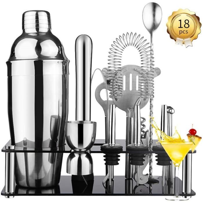 SET COCKTAIL Shaker Cocktail,Kit Cocktail 18 Pièces Set Cocktail Mixologie Kit de Cocktail Mojitoshaker Kit Cocktail Moji23