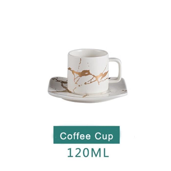 Service À Thé - Café,Marbre céramique tasse à café soucoupe cuillère ensemble 370ml nordique - Type 120ml White