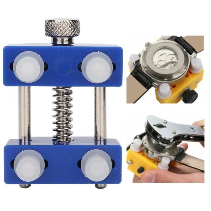 Dioche support d'ouvreur Boîte de montre Ouverture de boîtier Outil de réparation Kit de remplacement d'horloger Ouvre-kit (bleu)