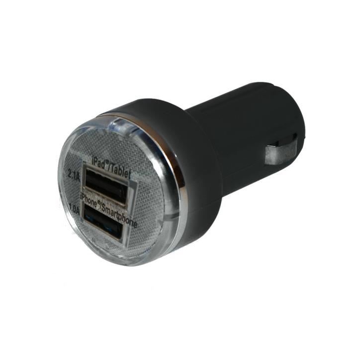 Mini convertisseur chargeur - Prise USB - 2 sorties