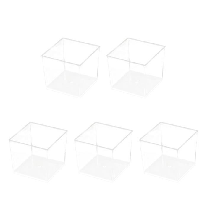 50 PCS 150 Mousse Tasse En Plastique Dur Dessert Parfait Apéritif Bol Carré Jetable PS Gelée Conteneur pour la Fête CASQUETTE
