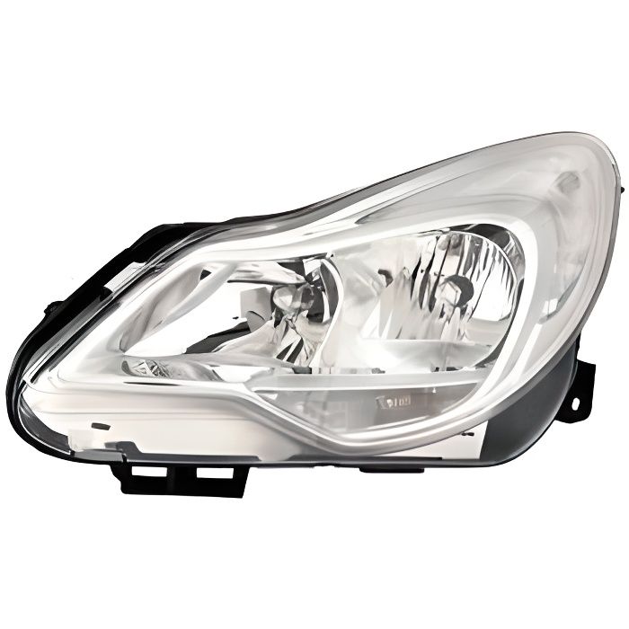 Phare Optique avant gauche OPEL CORSA D phase 2, 2011-2014, H1+H7, fond chromé, .