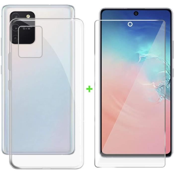 Coque Pour Samsung Galaxy S10 Lite Transparente + Verre trempé Protection écran, Souple Silicone étui Protecteur Bumper Housse