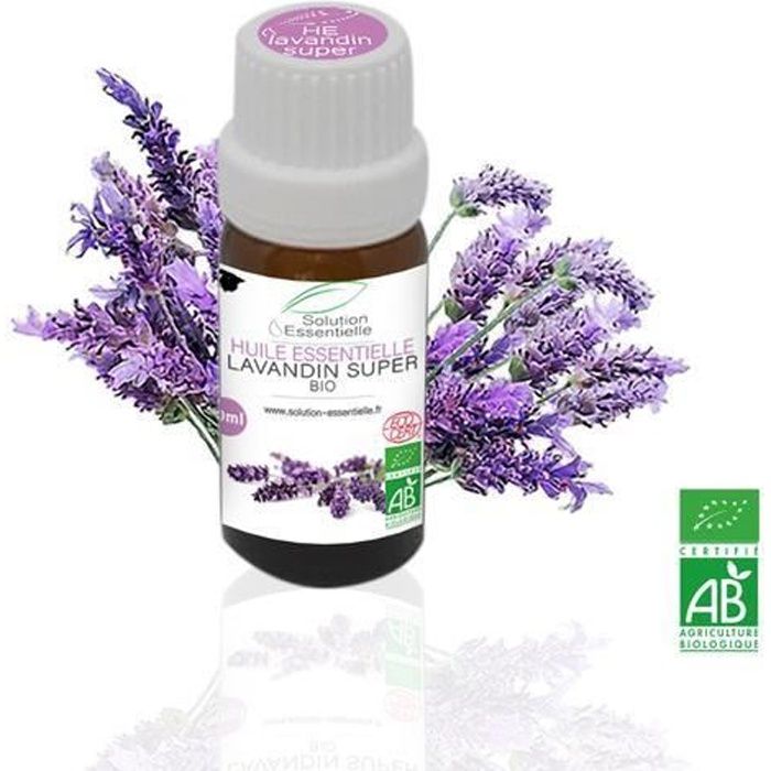 Huile Essentielle BIO de lavandin super 10 ml. Huile chémotypée ABLabel, Ecocert Bio 100 % Pure et Naturelle ENTREPRISE FRANCAISE