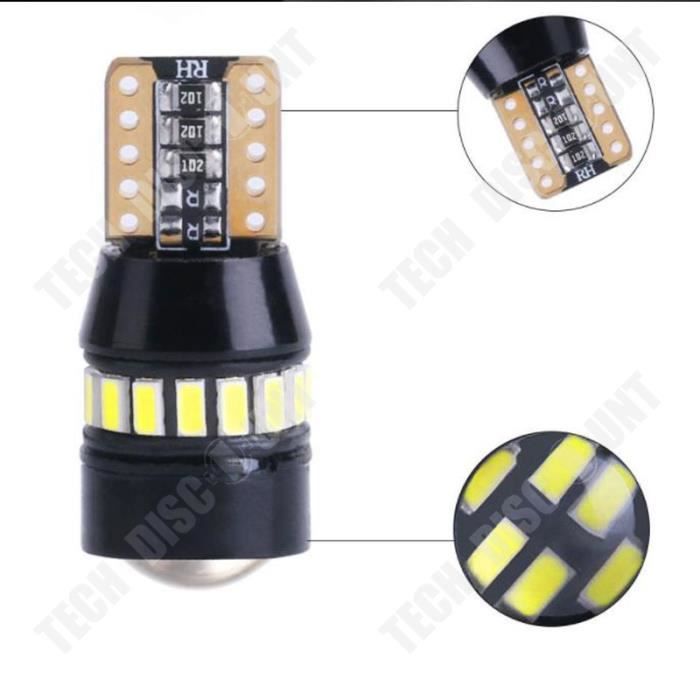 TD® 10PCS T10 LED Ampoules Voiture 12V Lampe W5W 194 168 2825 Xénon 6000K 2835 Chipset Phare Auto Veilleuse Canbus ANTI ERREUR-Blanc