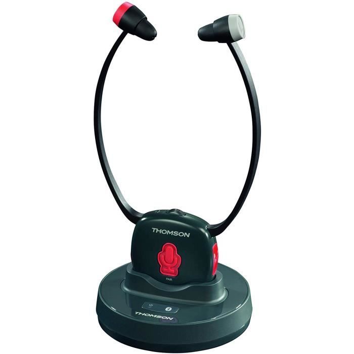 casque TV sans fil bluetooth avec station de charge portée sans fil 10 m noir