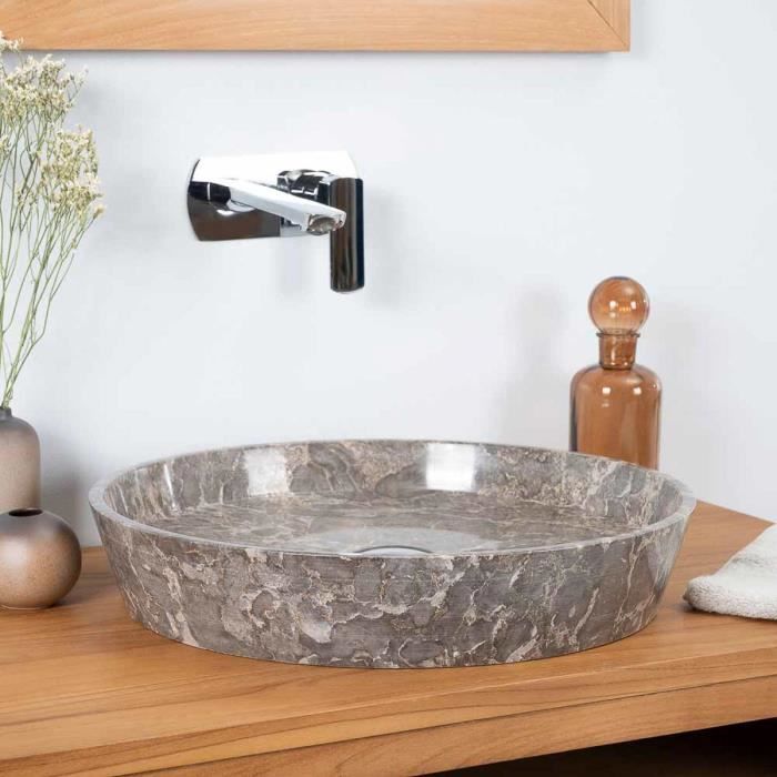 vasque à poser en marbre pour salle de bain Malo gris 45cm