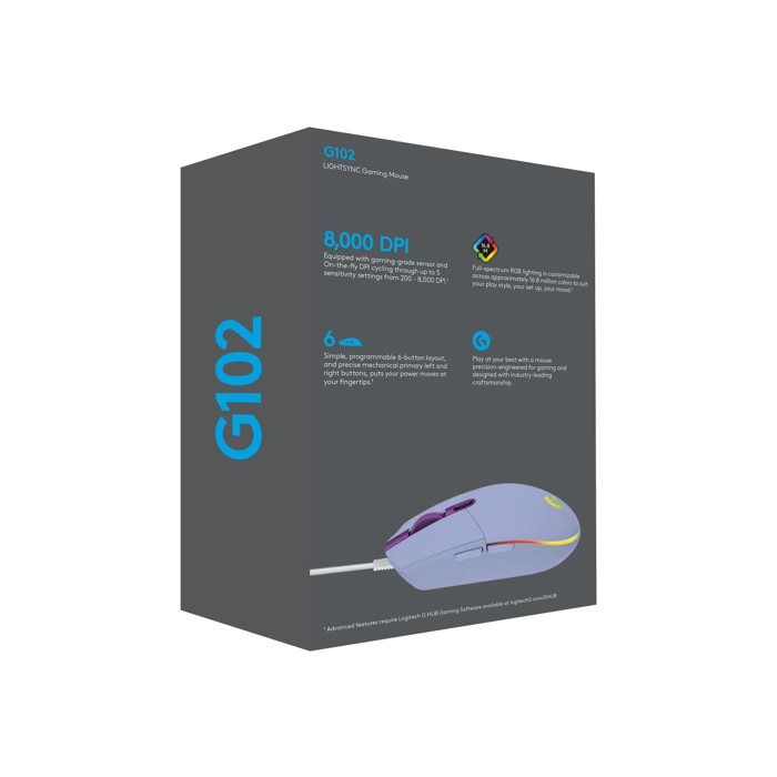 Souris de jeu - Logitech - G G102 - 8000 dpi - Lightsync - 6 boutons - Lilas