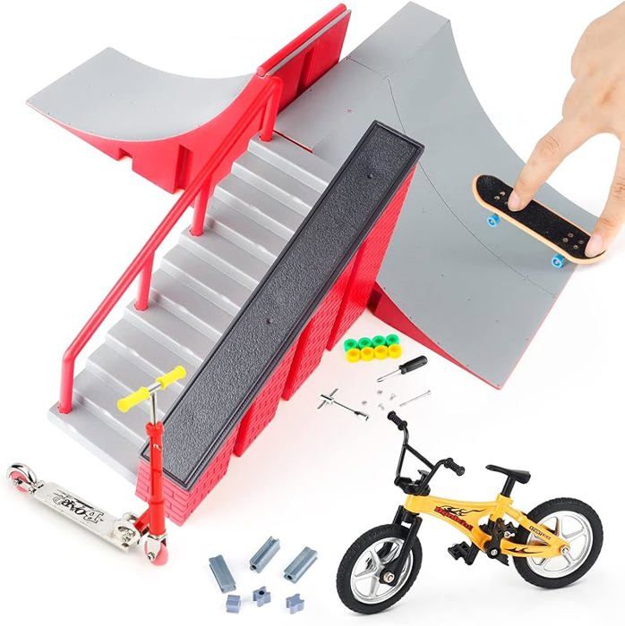 CS COSDDI Mini Rampe de Skateboard à Doigts, Rampe de Skate Park à Doigts, Rampe de Skateboard à Doigts pour Enfants, Cadeau d'anniversaire