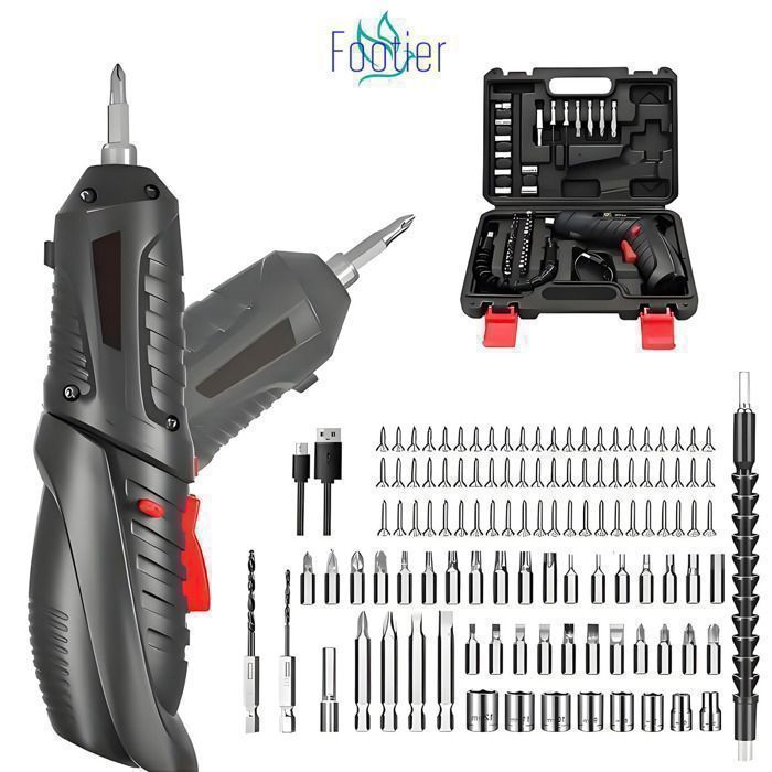 Perceuse Visseuse Sans Fil Tournevis éLectrique 3.6v avec 113 Pcs Accessoires Rechargable Batterie Au Lithium 1800mah