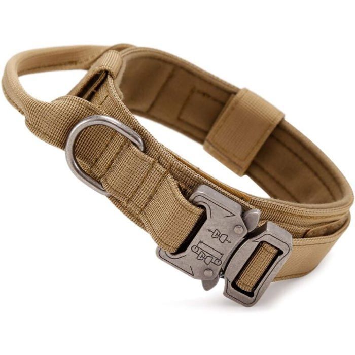 Meilleurs prix pour Collier tactique pour chien, nylon militaire avec poignée, boucle en métal, rembourré, réglable pour les chiens de taille moyenne