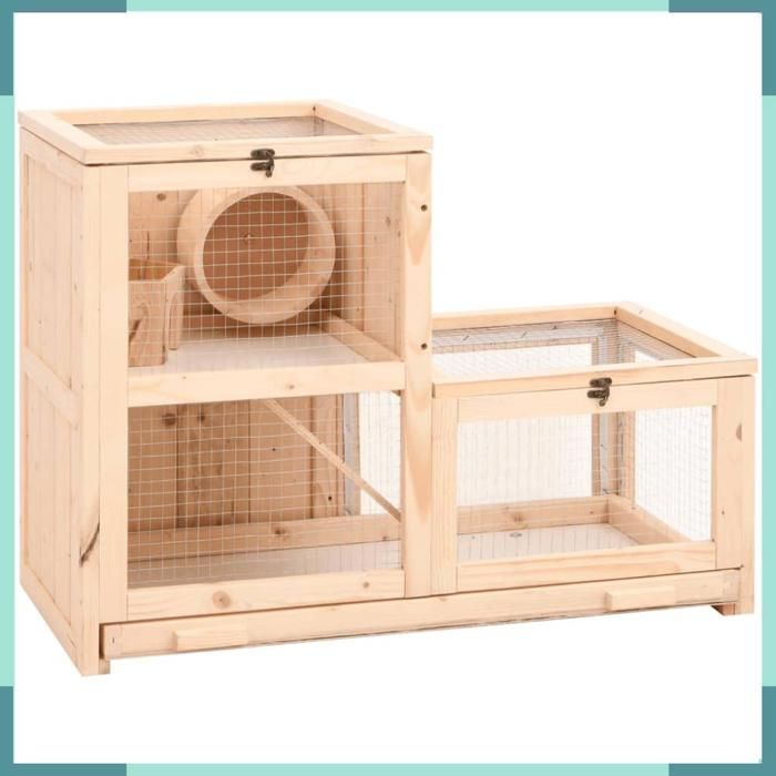 Comparer les prix de ASHATA Cage à hamster 81x40x60 cm bois massif de sapin -FHE172384