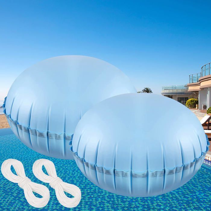 Lot De 2 Coussins De Piscine Gonflables Carrés Pour L'Hiver Avec Cordes - Protection Anti-Gel