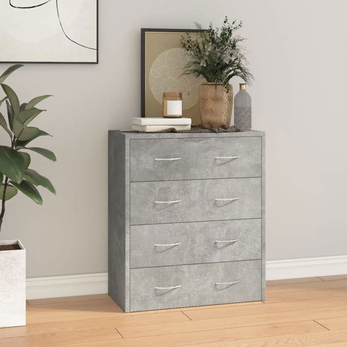 SALE 2025Meuble bas bahut vaisselier - Buffet avec 4 tiroirs 60x30 5x71 cm - Gris béton - 17 35 Kg 7551