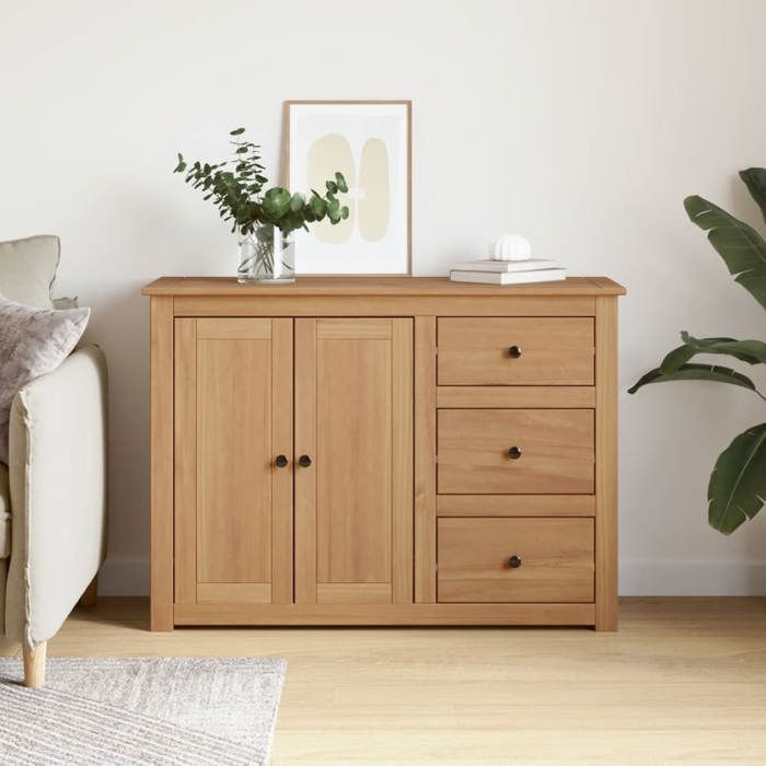 Buffet bahut - grand espace - avec tiroirs Panama 112x40x80 cm - bois massif de pin(55309) ZLH