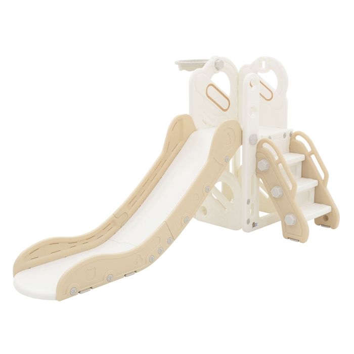 Toboggan Joyz pour enfants avec panier de basket en plastique HDPE blanc et beige à partir de 3 ans