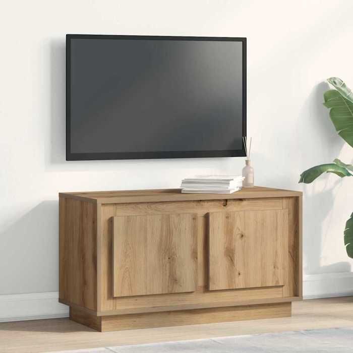 HSF®Meuble TV/Hi-Fi - Meuble de rangement TV chêne artisanal 80x35x45cm - bois dingénierie kbq70802