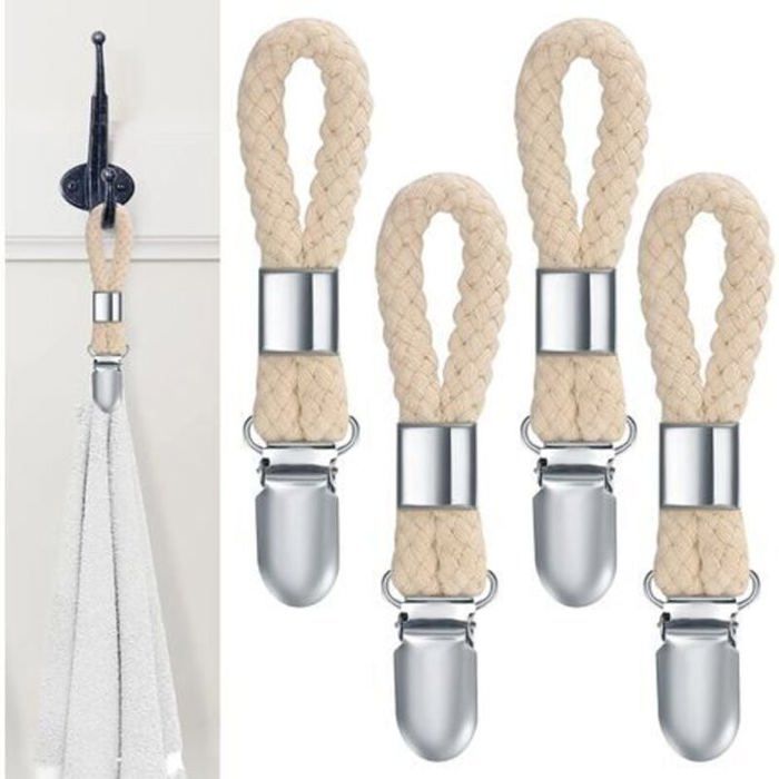 Pince à serviette - PZCC - 4 pièces - Acier inoxydable - Antirouille - Beige