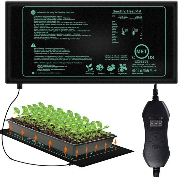 Tapis Chauffant Semis 50W Plaque Chauffante Plantes Poussin Mini Serre