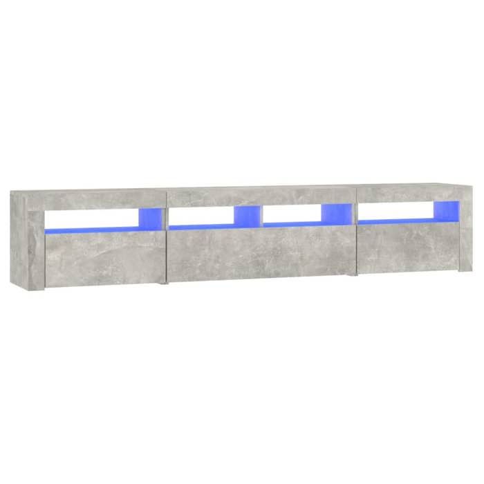 BESTMeuble TV - Armoire de Télévision - console de jeu - éclairage LED inclus - Gris béton 210 x 35 x 40 cm Nov123980