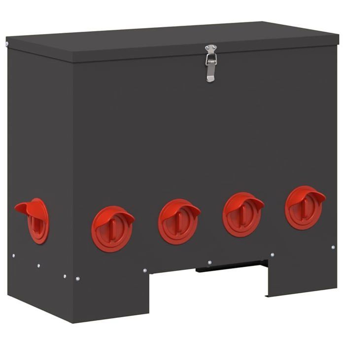 Meilleurs prix pour Mangeoire pour poules - vidaXL - Noir - 605x29x51 cm - Acier laminé à froid - Capacité 25 kg