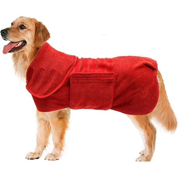 Peignoir pour chien en microfibre super absorbant avec ceinture élastique serviette pour chien à séchage rapide combinaison pour