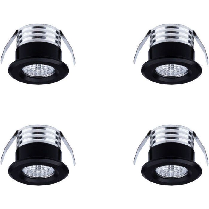 Mini spots LED encastrables - PZCC - Lot de 4 - 3W - 3000K (blanc chaud) - Angle 20-30°