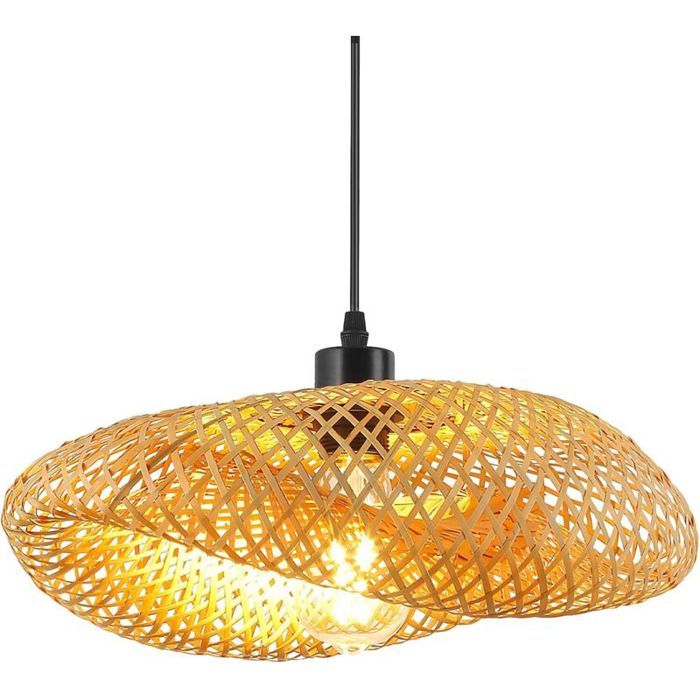 Plafonnier - PZCC - 40 cm - Suspension rotin - E27 - Compatible LED
