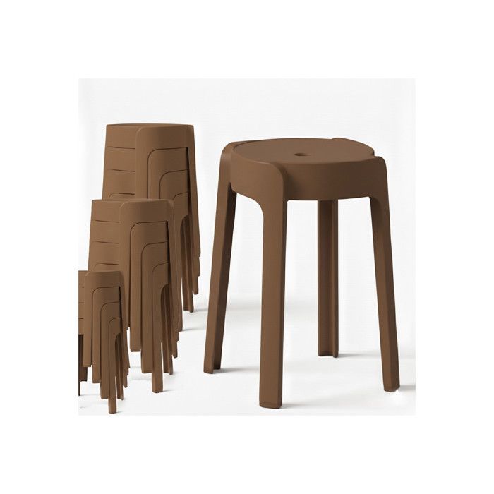 12 Tabourets Gigognes empilables BM HOME TAB-MARRON en plastique légers pour la maison salle de classe cuisine jardin