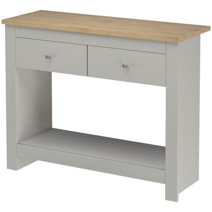 Emerald - Table Console Avec 2 Tiroirs En Effet Chêne Et Gris