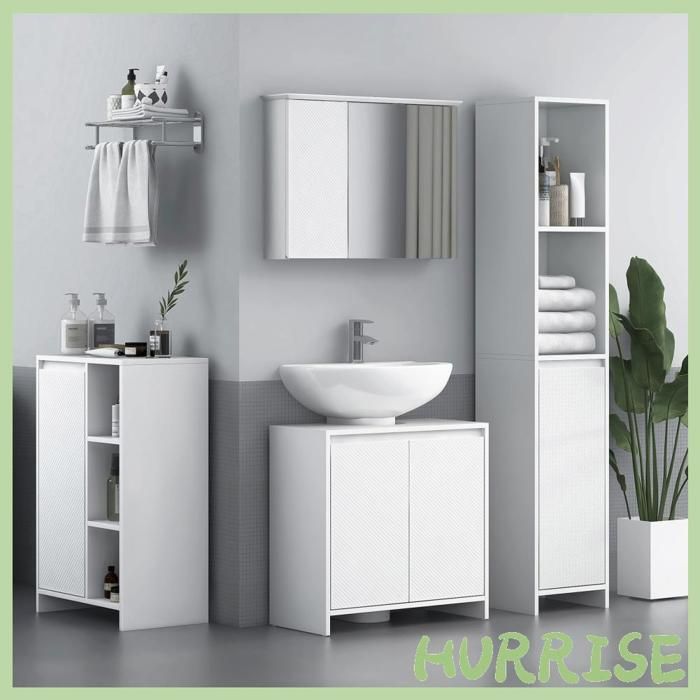 Cocosity Meuble Sous Vasque 2 Portes Avec Étagère Réglable Armoire De Rangement Pour Lavabo 60L X 30P X 60H Cm Blanc