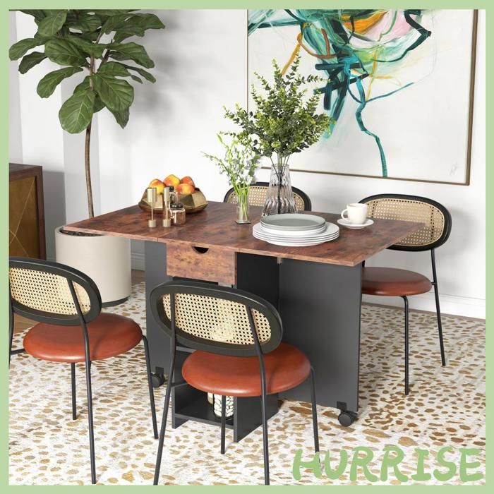 Cocosity Table À Manger Pliante Table De Cuisine Extensible Pour 2 À 4 Personnes 2 Abattants 120 X 72 X 75 Cm Rustique Et Noir