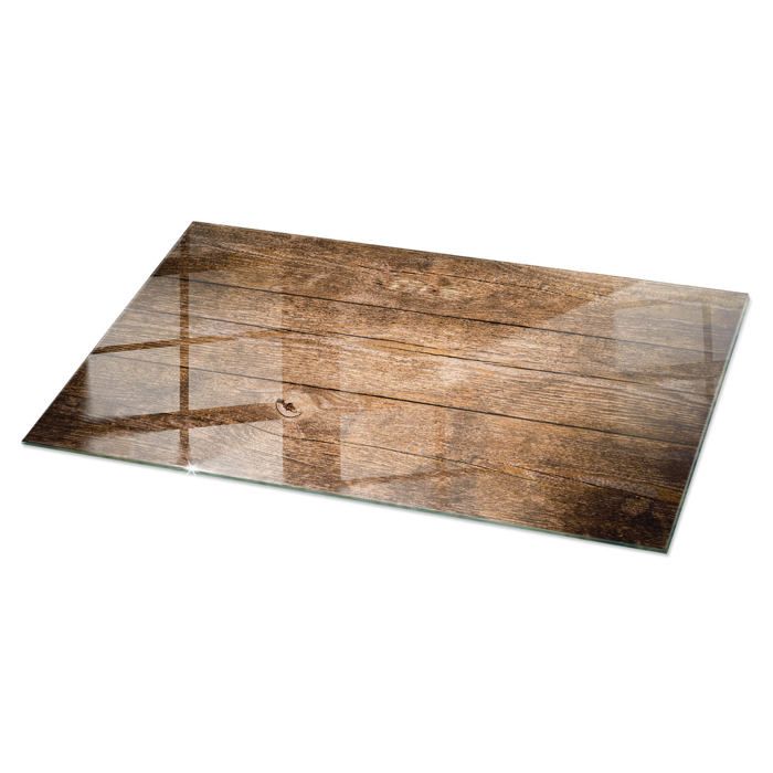 Plateau en verre 120x60 Structure de planches en bois dessus de table protection élégante Tulup