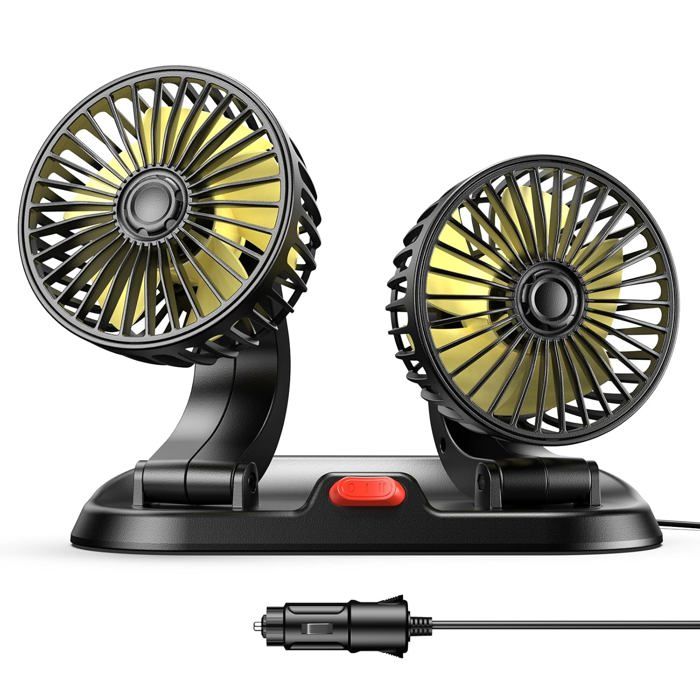 Ventilateur de voiture 12 V - Climatisation automobile - Ventilateur portable pour voiture - Refroidissement par ventilateur - 3