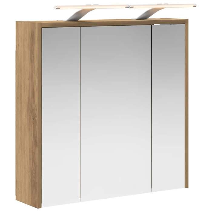 Armoire miroir de salle de bain - vidaXL - bois dingénierie - chêne artisan - LED - montage mural - 635 x 16 x 625 cm 364lwa79c
