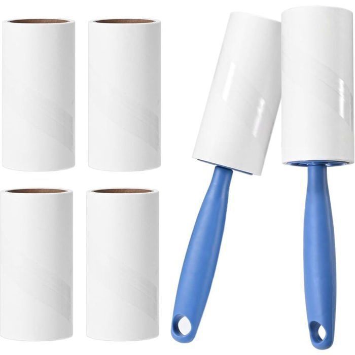 Rouleau adhésif anti-peluches Très collant - Enlève poils danimaux - 2 distributeurs - 6 rouleaux de rechange HBCL
