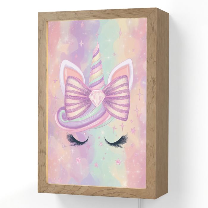 Applique Murale LED - Lampe de Chevet Murale Design - Motif Licorne - Paillettes - 20x30 cm Couleur Rose clair - OnlyWow