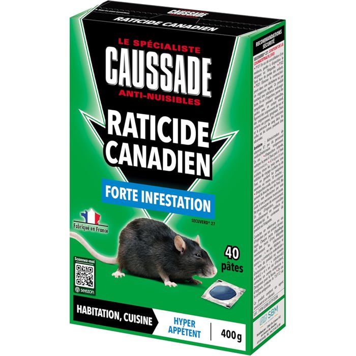 Raticide Canadien - Anti Rats & Souris - Efficacité Radicale - Lieux Sec & humides–40 Appâts pâtes - Prêt à lemploi - Une